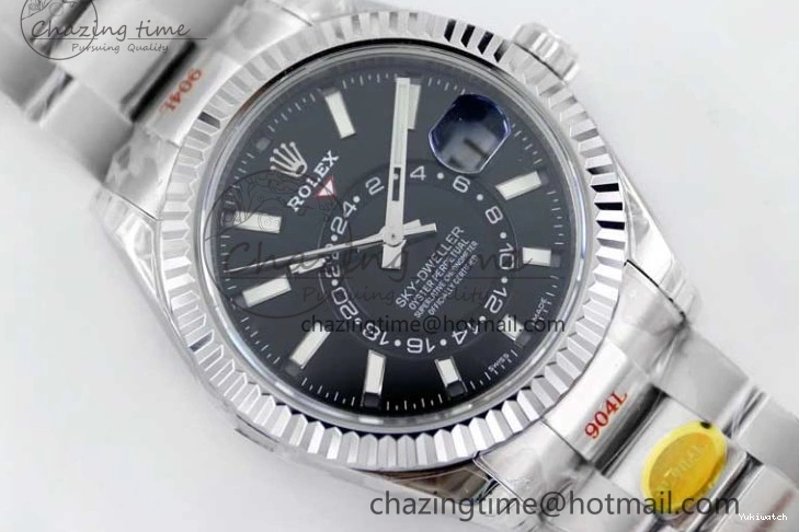 to Best 1:1 Noob 23J Black Dial 326934 on SS Bracelet 904L Sky-Dweller SS Asian 9001 Edition 0705